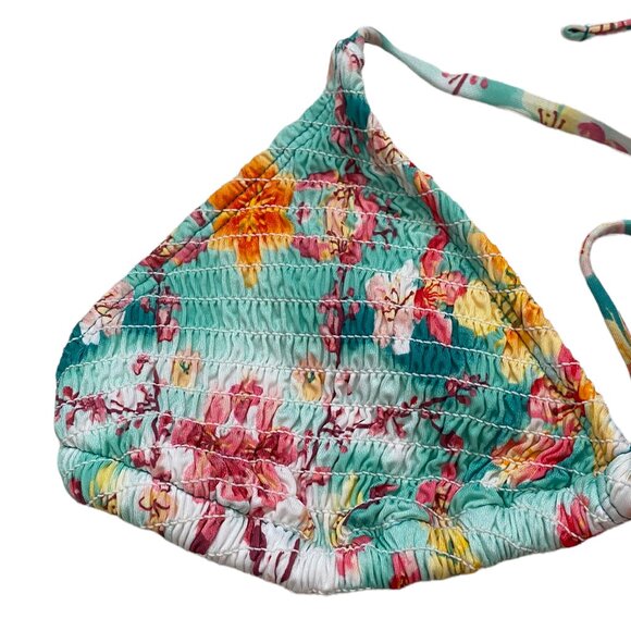 NEW Candies Women's Swim Bikini Top Swimsuit Size XS Green Floral Straps Smoked - Picture 3 of 4
